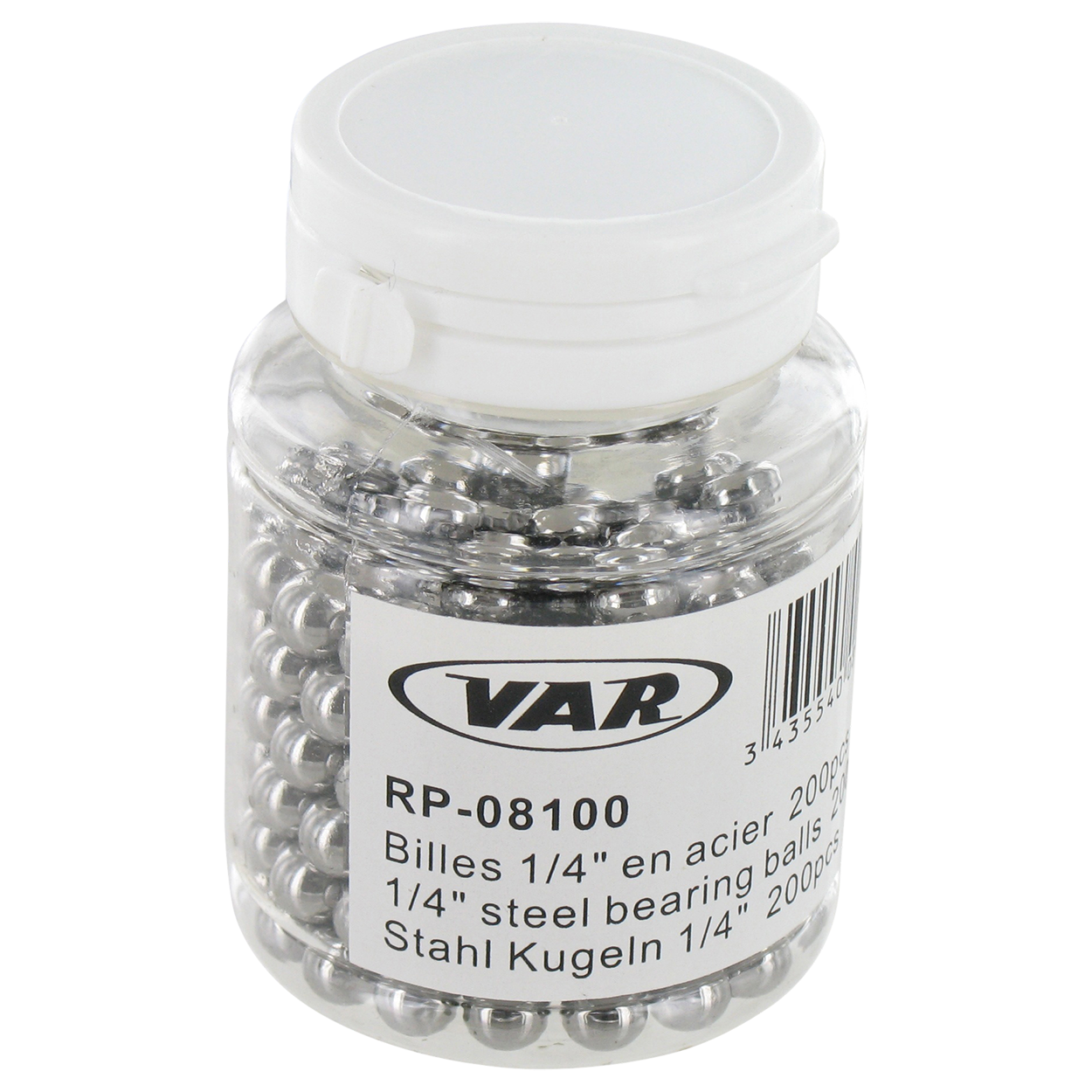 VAR | Bottle of 200 bearing balls, 1/4'' (6,35mm)