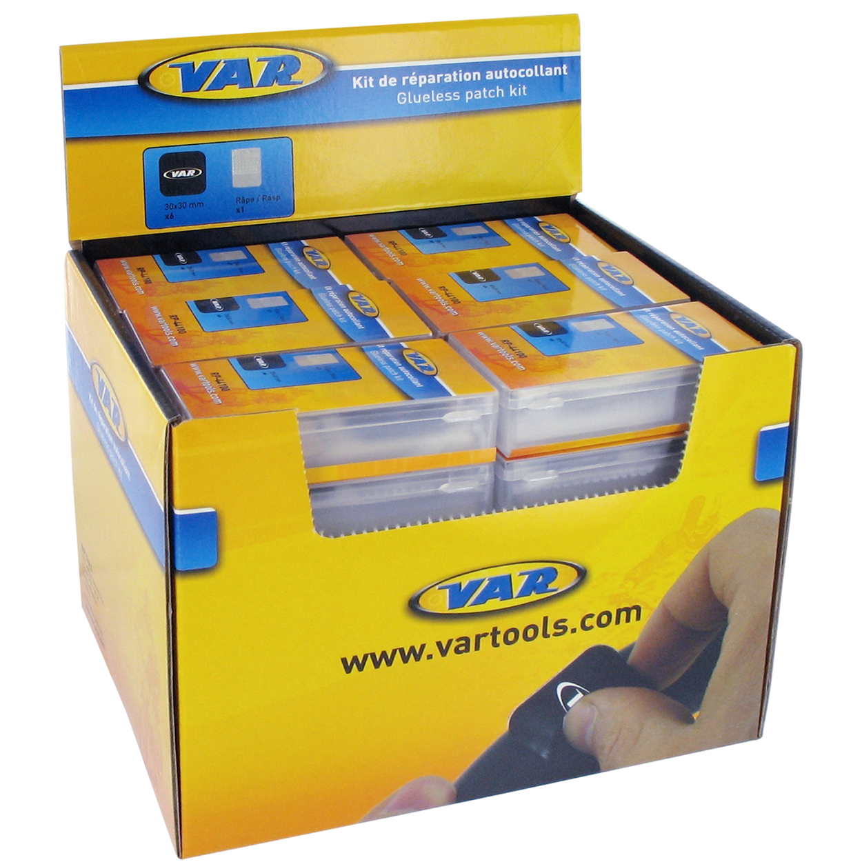 VAR | Boîte de comptoir 36 kits de patchs adhésifs