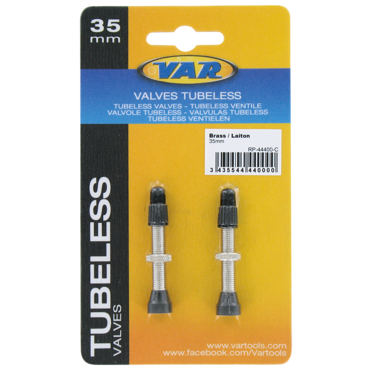 VAR | 2 brass Presta valves - 35mm - carded