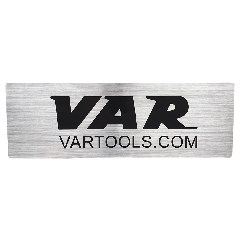 VAR | VAR sticker 345x115mm - brushed aluminium background w/ black letters