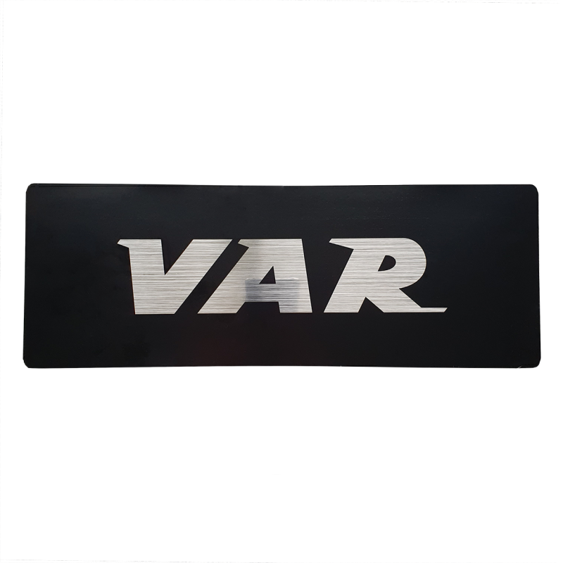 VAR | VAR sticker 345x122mm - black background w/ brushed aluminium letters