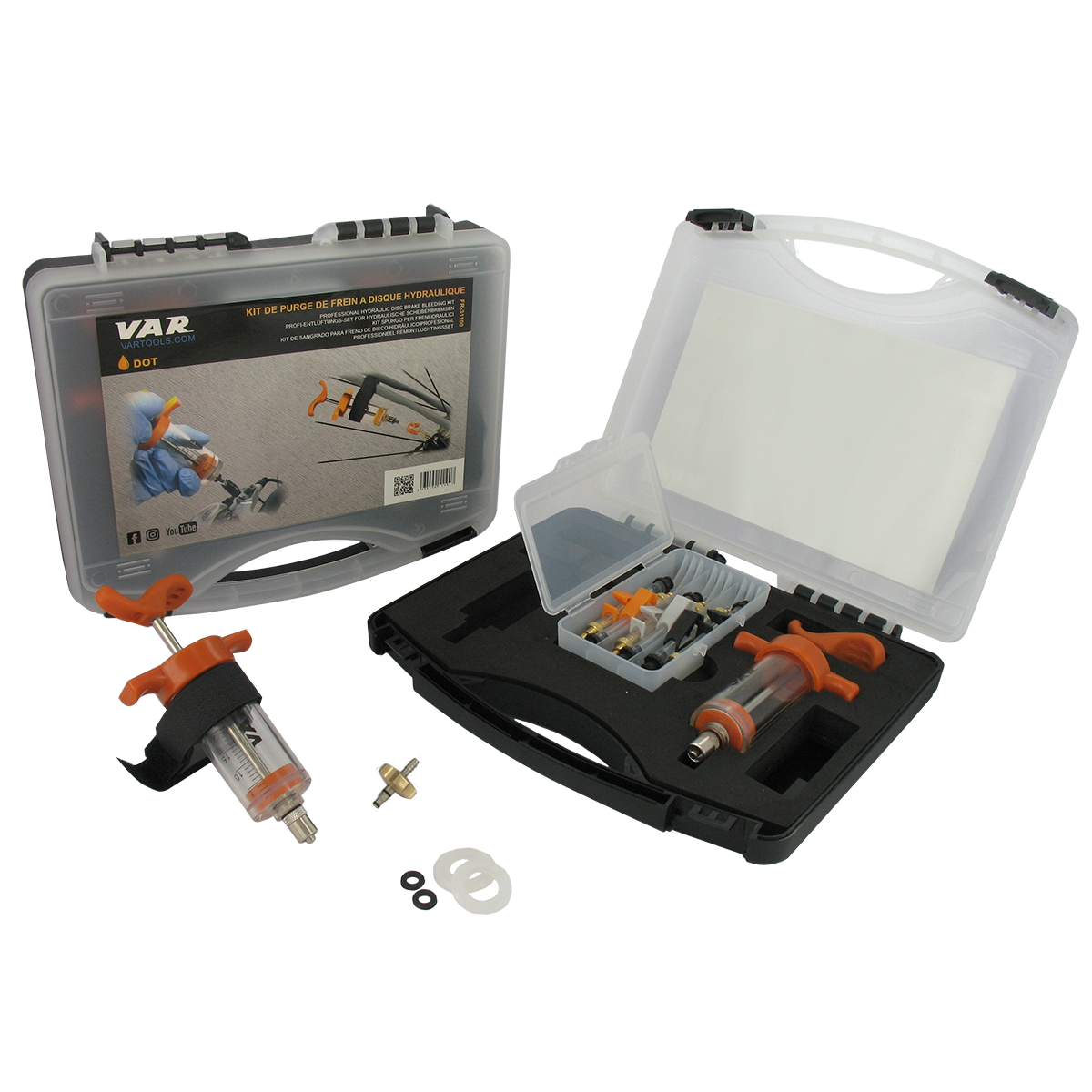 VAR | Professional hydraulic disc brake bleeding kit (orange)