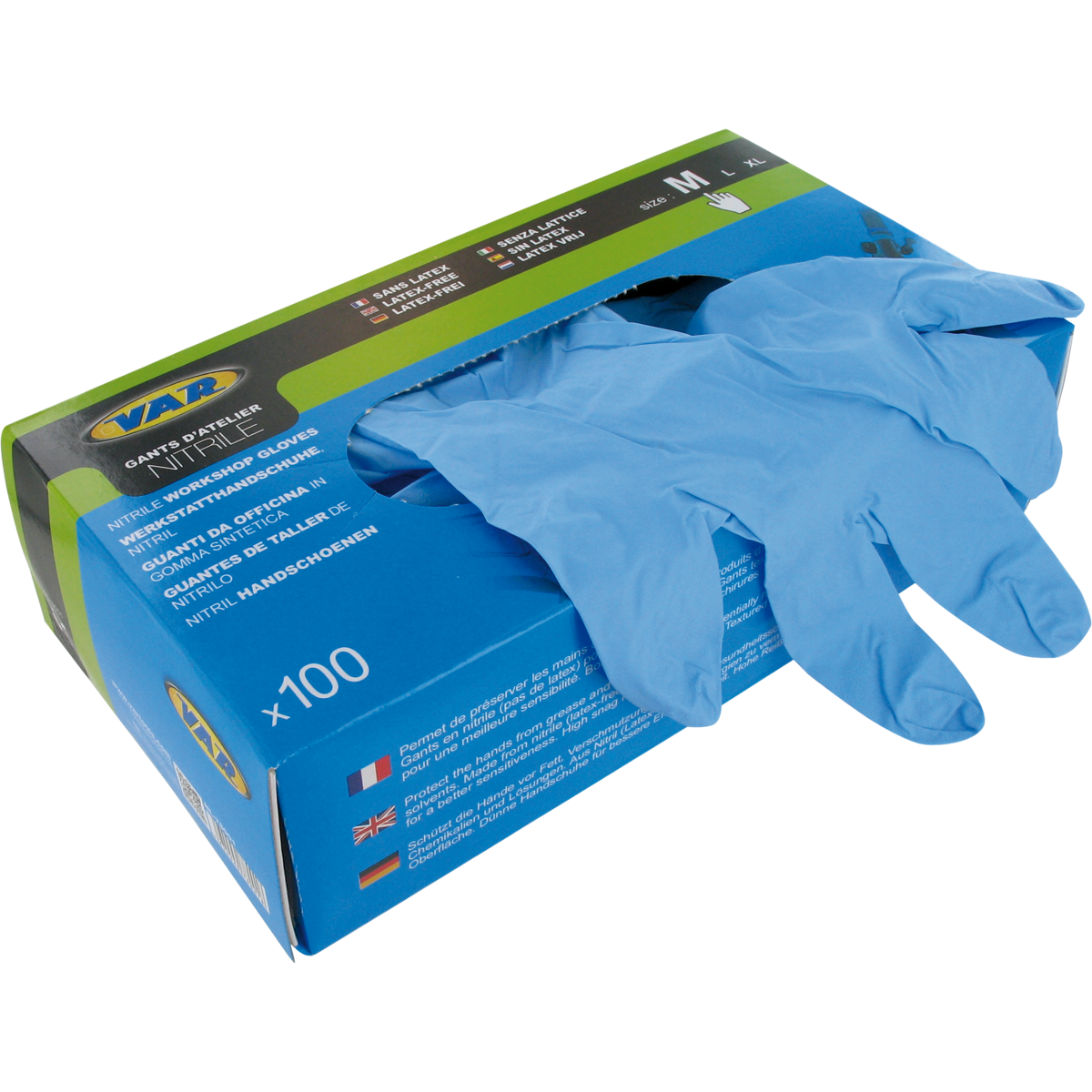 VAR | Box 100 nitrile mechanic's gloves - size M