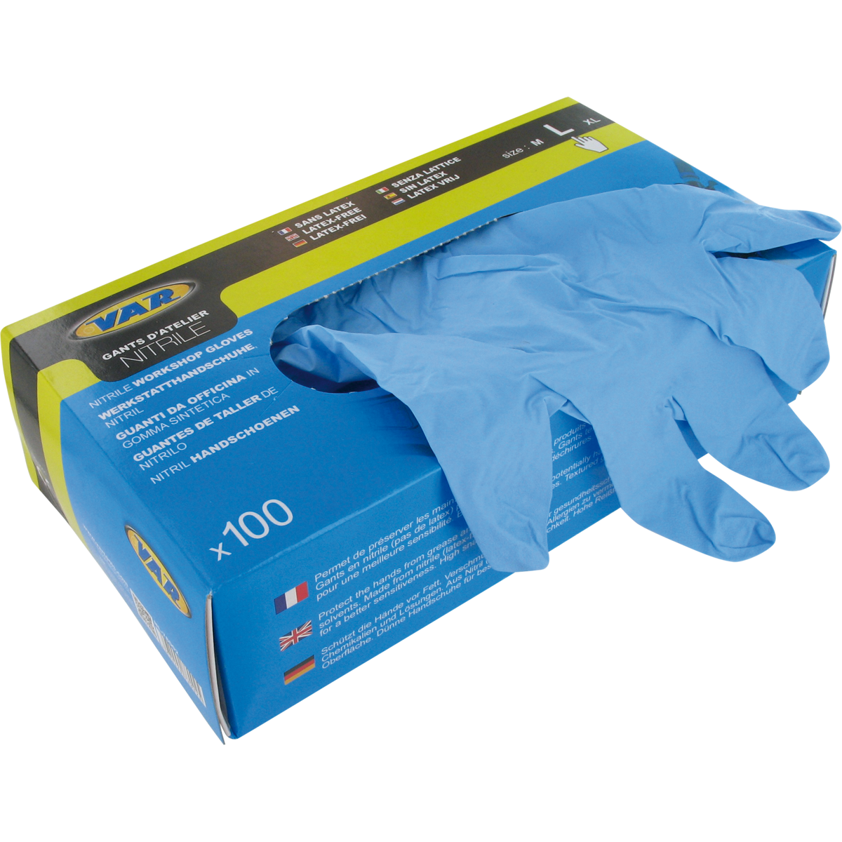 VAR | Boîte de 100 gants nitrile - Taille L