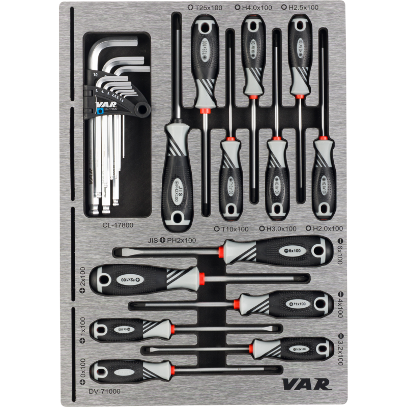 VAR | Mousse outil pour tournevis et clés hexagonales - OUTILS INCLUS