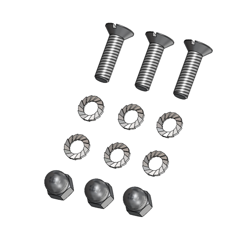 VAR | Kit de 3 vis avec 3 écrous borgne et rondelles pour potence VAR