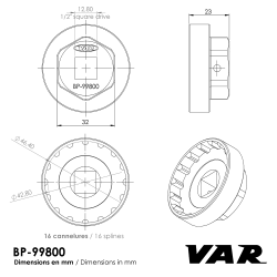 VAR | Bottom bracket tool for Shimano XTR, Deore, LX, Ultegra - carded