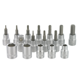 VAR | Kit 15 hex bit sockets, hex sockets & adaptor for torque wrenches