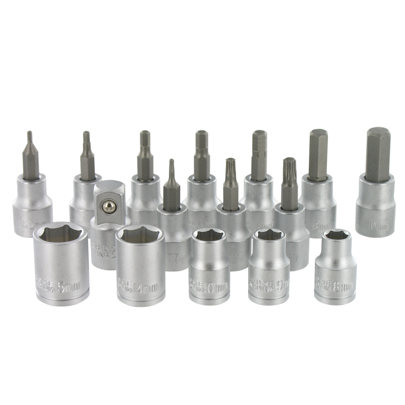 VAR | Kit 15 hex bit sockets, hex sockets & adaptor for torque wrenches