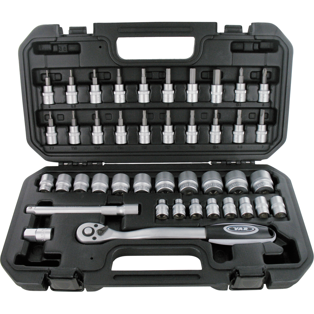 VAR | 3/8" square ratchet wrench and socket set