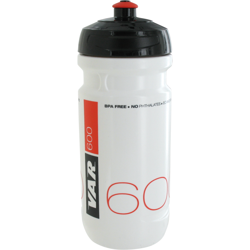 VAR | 600ml white water bottle - black & red
