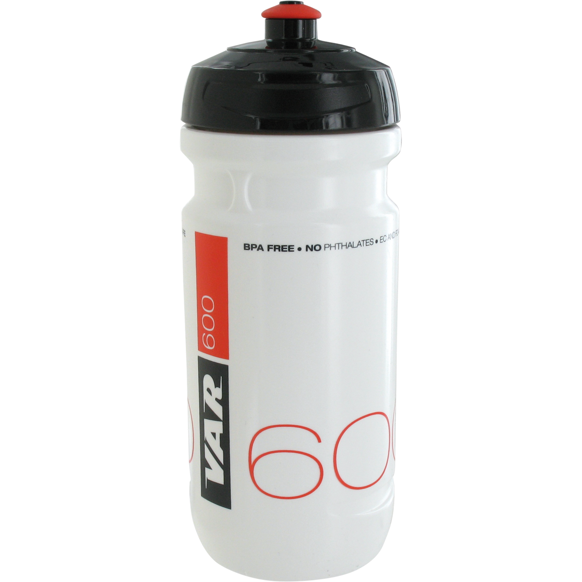 VAR | 600ml white water bottle - black & red